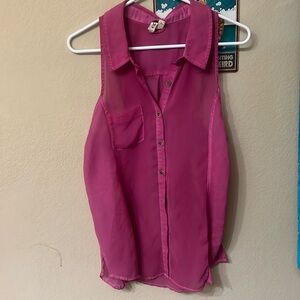 Free People: We the Free pink Sheer Button Tank